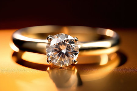 A beautiful gold engagement ring with a diamondの素材