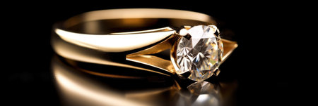 A beautiful gold engagement ring with a diamondの素材