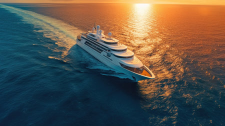 Luxury mega yacht in the ocean.の素材