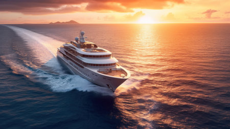 Luxury mega yacht in the ocean.の素材
