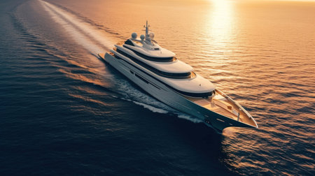 Luxury mega yacht in the ocean.の素材