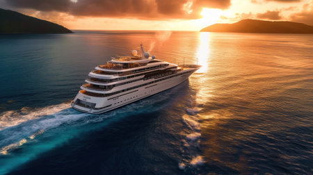 Luxury mega yacht in the ocean.の素材