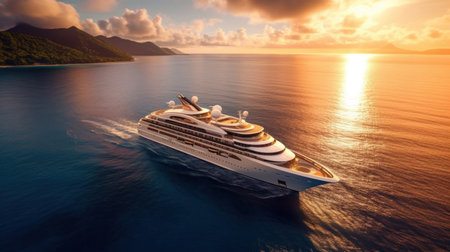 Luxury mega yacht in the ocean.の素材