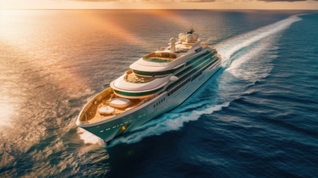 Luxury mega yacht in the ocean.の素材