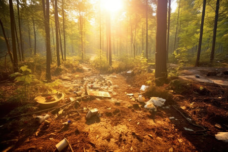 Garbage in beautiful forest. destroyed natureの素材