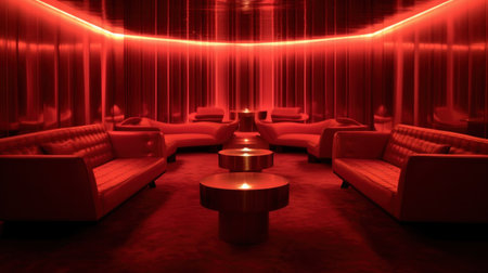 Empty of VIP room in a night elite club in red tones, luxuriousの素材