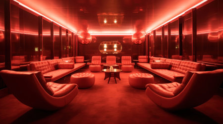 Empty of VIP room in a night elite club in red tones, luxuriousの素材