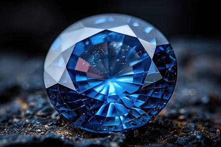 A blue sapphire on dark background.の素材