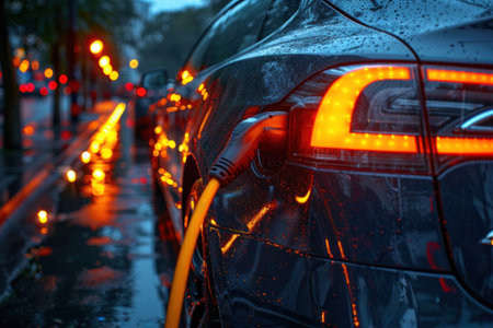 Automobile charging and getting electricity.の素材