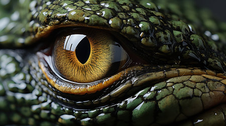 Close up of crocodile animals eyes.の素材