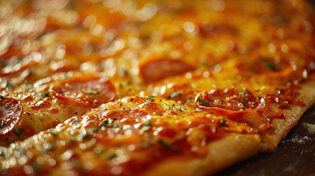 close up of freshly baked pizza.の素材