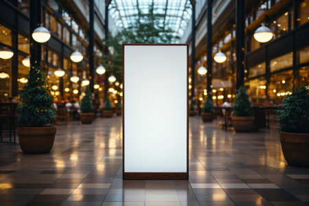 Empty board for product advertisement at department store.の素材