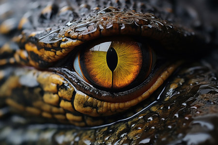 Close up of crocodile animals eyes.の素材