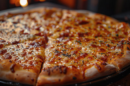 close up of freshly baked pizza.の素材