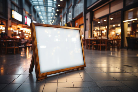 Empty board for product advertisement at department store.の素材