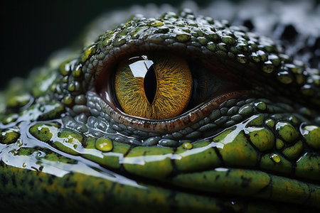 Close up of crocodile animals eyes.の素材