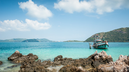 fishing boat on the seaの写真素材