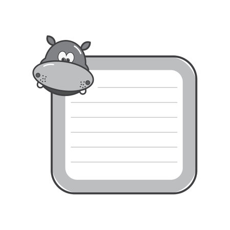 cute hippo message cardのイラスト素材