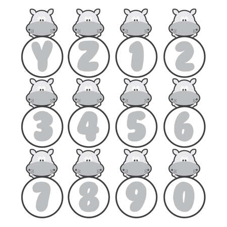 Hippo alphabet collection, vector art and illustration.のイラスト素材
