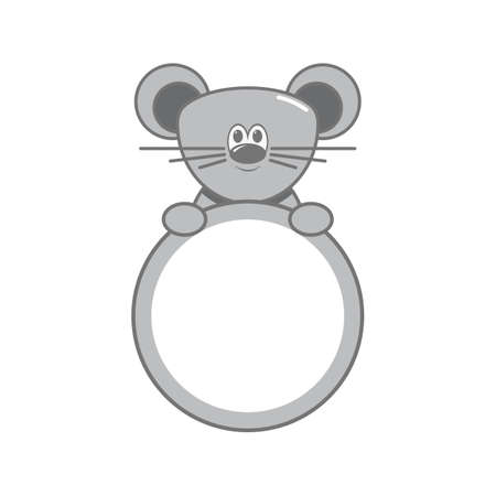 Cute colorful mouse photo frame. Vector design template for greeting gift cards, flayers, posters etc.のイラスト素材