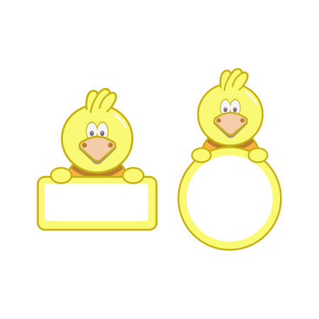 Card with cute chicken. Place for your picture or text. Vector illustration.のイラスト素材