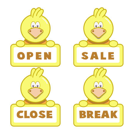 Open and closed board signs The sign is openly close, animal Vector icons Come In, We're or We are Open Sorry we're closed signboard office or store market old door iconsのイラスト素材