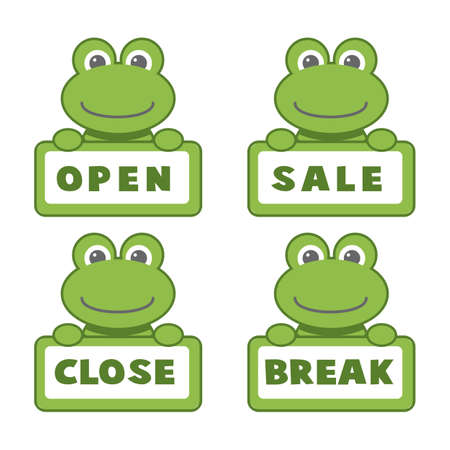 Open and closed board signs The sign is openly close, animal Vector icons Come In, We're or We are...