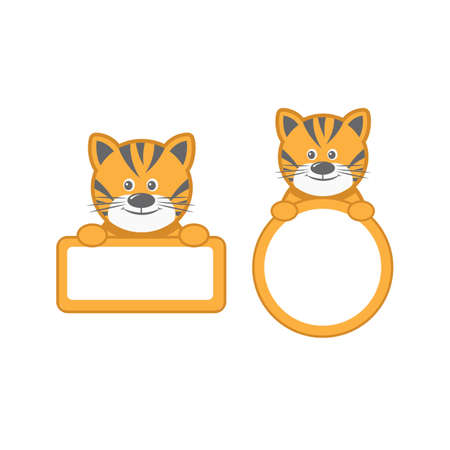 vector illustration of baby tiger with blank signのイラスト素材