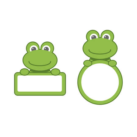 Baby animal banner. frog. Cartoon label.のイラスト素材