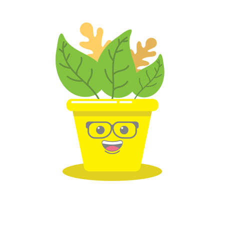 flower with smile and glass on faces and potted vector imageのイラスト素材