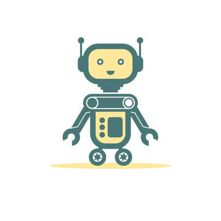 metal robot flat illustration vector imageのイラスト素材