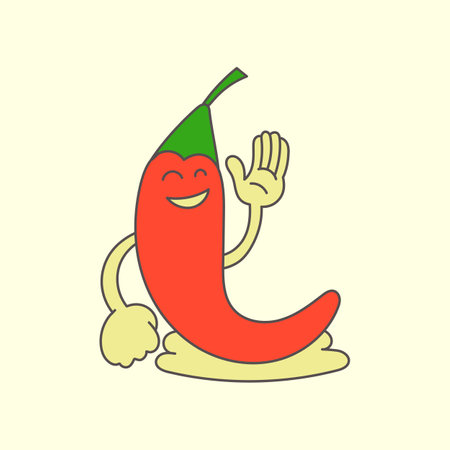 hot chili with happy emotions vector imageのイラスト素材