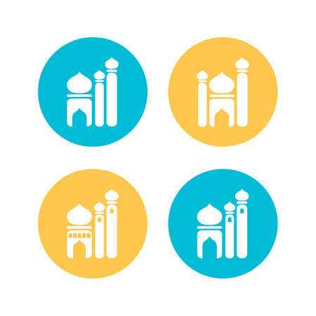 set icon of mosque flat design vector imageのイラスト素材