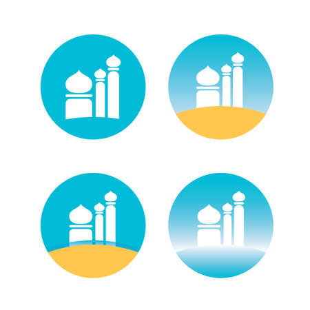 set icon of mosque flat design vector imageのイラスト素材