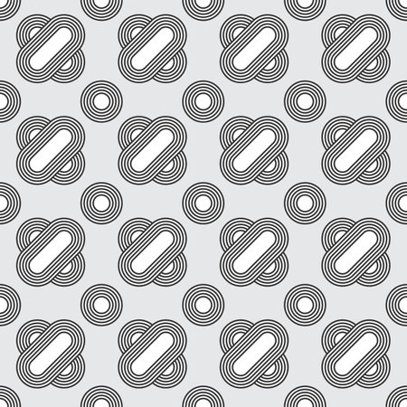 monochrome circles stripes seamless patternのイラスト素材