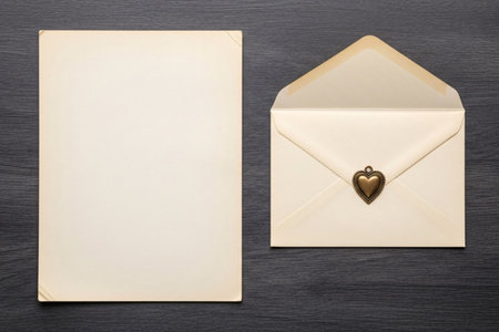 Old fashioned writing set with a heart embellishment designed perfectly for creating unique valentine day greetings and notes.の素材