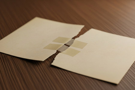 The repaired handwritten letter symbolizes a memory preserved and a relationship repaired despite past heartbreak or emotional pain.の素材