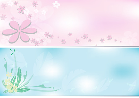 Flower background pink and blue set.のイラスト素材