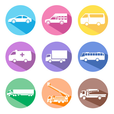car icon set with long shadowのイラスト素材