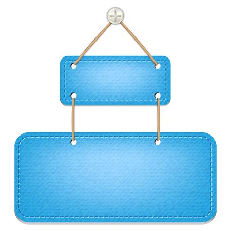 Vector denim blank sign hanging on a stringのイラスト素材