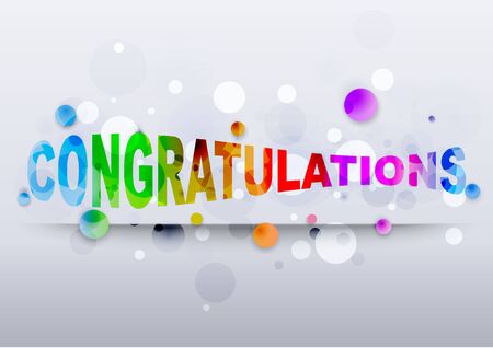 Congratulations colored rainbow text with background sparkles stars. Vector illustration.のイラスト素材