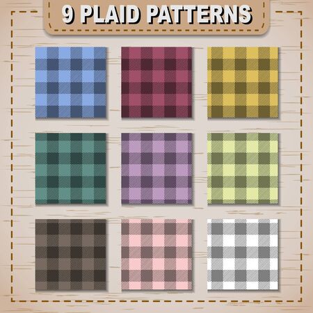 Set of plaid fabric samples in vector seamless pattern. Pattern swatches included in file.のイラスト素材