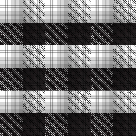 Black and White tartan plaid background in vector seamless pattern. Pattern swatches included in file.のイラスト素材