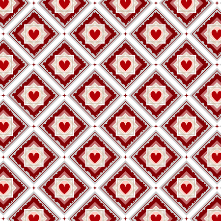 Seamless red hearts pattern. Vector use for your design Valentine's day background, textile and paper print, card, poster.のイラスト素材