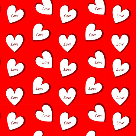 Love heart seamless pattern on red background. Vector use for your design Happy valentine day, wedding, textile and paper. Pattern swatches included in file.のイラスト素材