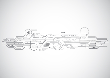 Grey Abstract Circuit Cricle Technologyのイラスト素材
