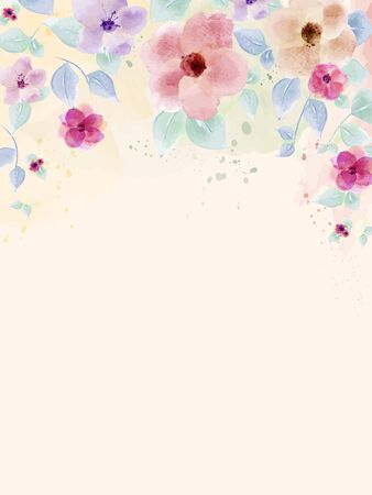 Watercolor hand painted with colourful bouquet flower and leaves. use for wedding, valentine, invitation, posters, banners, website, greeting cards.のイラスト素材