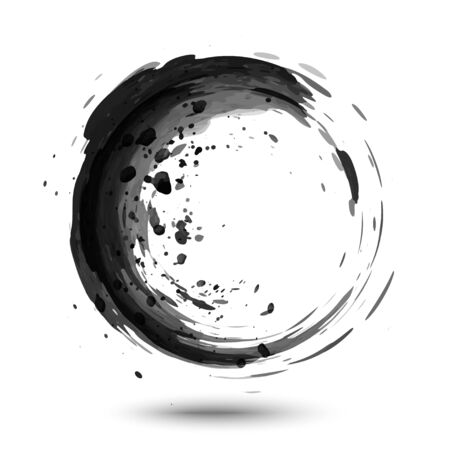 Black circle splash brush. Abstract stylish watercolor use for design background, banner, poster, card, logo.のイラスト素材