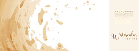 Earth tone vintage watercolor splash surface texture for banner background. Abstract stain artistic vector used as being an element in the decorative design of header, brochure, poster, card, cover.のイラスト素材