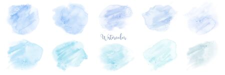 Hand painted pastel watercolor texture set.  Stain artistic vector used as being an element in the decorative design of background, brochure, poster, card, cover, banner.のイラスト素材